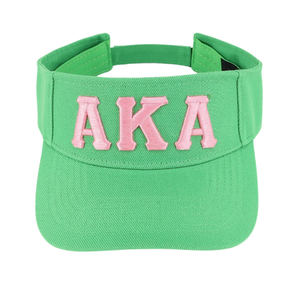 AKA Green Letters Visor <b>Hat</b> Green Color Embroidered Adjustable Sun Visor <b>Cap</b> Unisex Sports Golf Tennis <b>Hat</b> - Product Image 1