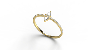 Anillo minimalista de oro de 18 quilates con forma de cometa y diamantes para mujer, con banda de diamantes redondos, anillo de compromiso de media eternidad, joyería fina. - Product Image 2