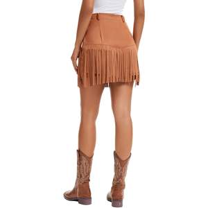 Jupe en cuir de vachette à taille élastique, style mode urbaine, personnalisable selon votre propre design, pour femme, en vente - Product Image 4