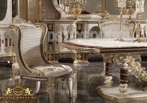 Conjunto de muebles de comedor de madera, conjunto de lujo de Platina dorada hecha a mano para comedor - Product Image 6