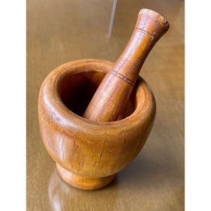 Utensilios de Cocina Tradicionales Indios, Mortero y Maja de Madera de Mango Hechos a Mano, Triturador para Hierbas y Especias - Product Image 2
