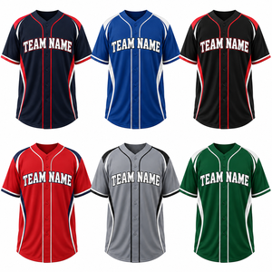 Fabricante de Camisetas de Béisbol Personalizadas de Talla Grande, Uniforme de Béisbol con Botones y Número de Equipo Personalizado, OEM ODM - Product Image 2
