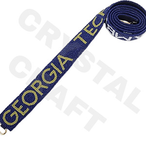 Sangle de sac à main de luxe faite à la main en perles de rocaille, brodée sur mesure, pour le jour du match universitaire, football, cheerleading, réglable, luxueuse et brodée de perles - Product Image 3