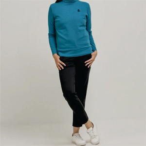 T-shirt décontracté d'été pour femme à col roulé, manches longues, 100 % coton biologique, avec logo, séchage rapide, respirant, écologique - Product Image 3