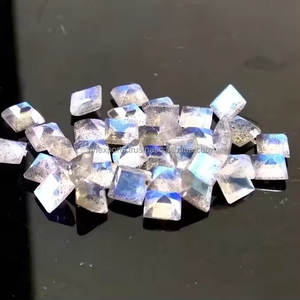 Certified 7mm Natural Blue <b>Fire</b> Labradorite Faceted Square Cut Calibrated Loose Gemstones Custom Jewelry Manufacturer - Product Image 1