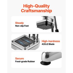 Commercial Stainless Steel French Fry <b>Cutter</b> 3 Replacement Blades 1/2 Inch 3/8 Inch 1/4 Inch for <b>Vegetables</b> Fruits for Home Man - Product Image 5