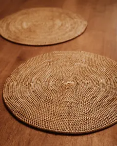 Handwoven Rattan Charger <b>Plate</b> Natural Table Placemat for Wedding Event Hotel Restaurant Table Setting Vietnam Manufacturer - Product Image 2