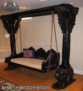 Columpio de madera de teca estilo Rajasthani para el hogar, tema antiguo, madera de teca Jhula para el hogar, columpio hecho a mano de madera maciza para sala de estar, Canadá - Product Image 3