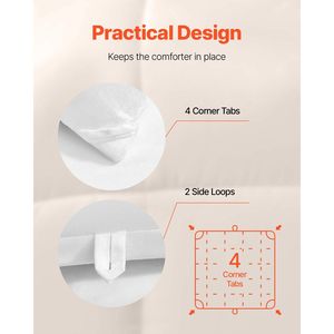 Edredón Acolchado Queen Size 88 x 88 Pulgadas, Suave, Alternativa a la Pluma, para Todas las Estaciones, con 4 Pestañas, Inserto de Edredón - Product Image 5