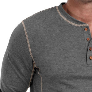 Chemise Henley pour homme grande taille, tendance et élégante, durable, respirante, tricotée, 100% coton, anti-rides, écologique, décontractée - Product Image 6