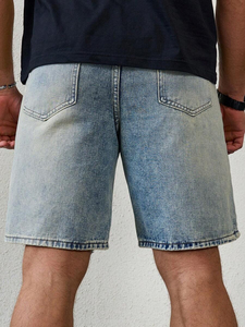 Jeans de Hombre Personalizados, Lavados y Rotos, de Pierna Recta, Estilo Vintage, Desgastados, Pantalones Cortos de Mezclilla de Cintura Alta para Hombre - Product Image 2