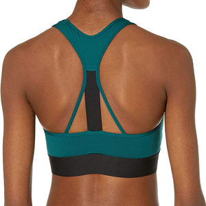 ออกแบบบราออกกำลังกายแบบ Racerback สำหรับผู้หญิง สีเขียวล้วน แต่งขอบสีดำ ระดับการซัพพอร์ตปานกลาง เหมาะสำหรับโยคะ ฟิตเนส ระบายอากาศได้ดี - Product Image 3