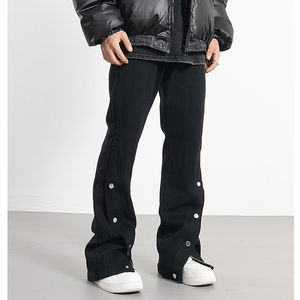 Pantalones de chándal personalizados para hombre, estilo vintage, de algodón 100% de alto gramaje, con lavado ácido, de felpa francesa lisa, con cordón medio en la cintura, oscuros, servicio OEM - Product Image 2