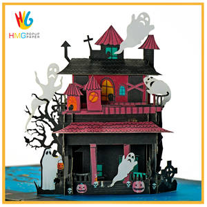 Cartes de voeux pop-up 3D de haute qualité Halloween Design exquis personnalisé pour les entreprises et la boutique de cadeaux tendance faits à la main de mariage - Product Image 5