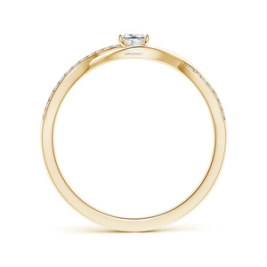 Bague de fiançailles en or 10K, 14K, 18K ou argent 925, 935 avec diamant de laboratoire taille princesse et diamants pavés sur les côtés, design Infinity Twist - Product Image 4