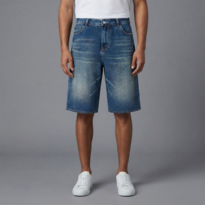 Shorts Bermuda de Mezclilla Azul Lavado Personalizados, Shorts Largos de Jean para Ropa Urbana al por Mayor - Product Image 3