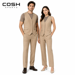 Ensemble 2 pièces style urbain en gros, gilet moderne à col en V et pantalon droit, fournisseur de vêtements urbains personnalisés - Product Image 1