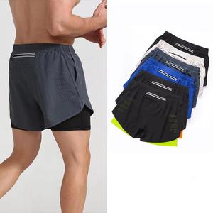 New Custom Lined Double Layer Pockets <b>Athletic</b> Jogger Sports Workout Training 2 in 1 Men Gym Shorts for Men - Product Image 6