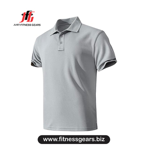 Polo à manches courtes gris pour homme, séchage rapide, tricoté, couleur unie, coupe décontractée - Product Image 3