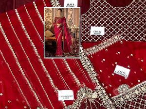 Handwork Heavy Embroidered Chiffon <b>Saree</b> with Inner <b>Hot</b> Selling 2021 - Product Image 3