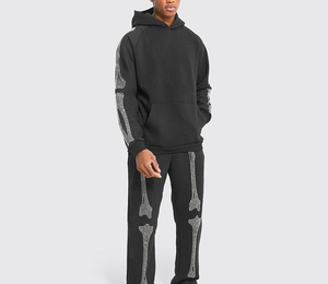 Survêtement de luxe pour homme avec strass, haute qualité, logo personnalisé, streetwear d'hiver, imprimé étoiles - Product Image 4