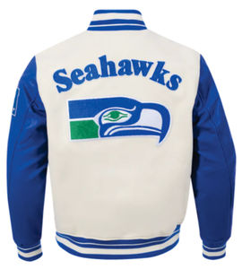 Nouvelles vestes universitaires blanches en laine enduite personnalisées des Seahawks 2026 - Product Image 3