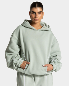 Sudadera con Capucha Extra Grande de Color Pistacho para Mujer, Diseño Personalizado OEM, Sudadera Informal de Algodón Premium con Forro Polar, Estilo Urbano - Product Image 1