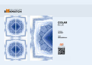 Azulejos de Porcelana Pulida de 2x4 pies con Diseño Continuo sin Juntas, Acabado Brillante Azul Colar, Grado Superior, 60x120 cm, Diseño Book Match - Product Image 2