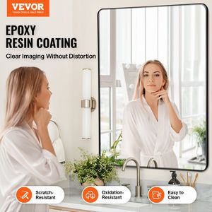 Miroir de maquillage mural avec film anti-explosion de 36'' x 48'', cadre en alliage d'aluminium de 0,15'' d'épaisseur, résistant aux rayures - Product Image 2
