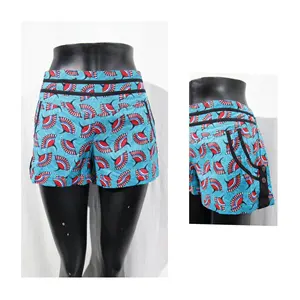 Ladies printed cotton shorts casual shorts OEM customized sizes summer high waist wide leg shorts for women