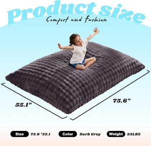 Fauteuil relaxant en forme de pouf en mousse à mémoire de forme, fausse fourrure, style décontracté, Vietnam Bean Bag MD02 pour salon et chambre à coucher - Product Image 2