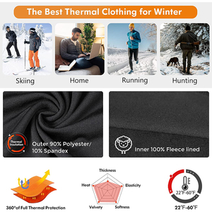 RABUSH SPORTS - Conjunto de 2 Piezas de Ropa Interior Térmica Gruesa para Hombre, Camiseta de Manga Larga y Pantalones, Absorbe la Humedad, 92% Poliéster, Invierno - Product Image 5