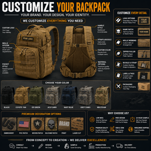 Custom Camouflage Nylon Lining <b>Heavy</b> <b>Duty</b> Waterproof Outdoor <b>Backpack</b> with MOLLE System Large Capacity Hiking Camping Travel Bag - Product Image 4