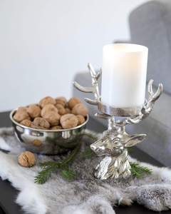 Porte-bougie en aluminium nickelé finition argentée, support décoratif pour bougie pour table à manger, salon, décoration de la maison - Product Image 3