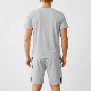 High Quality Minimal Grey Cargo Meyba Sports <b>Men</b> Premium Slim Fit <b>T</b> <b>Shirt</b> <b>And</b> Utility <b>Shorts</b> Matching Set For Summer - Product Image 5