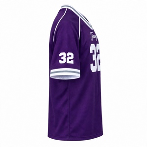 Maillot de football personnalisé violet royal col en V respirant en maille, uniforme d'entraînement d'équipe, style vintage oversize streetwear décontracté - Product Image 3