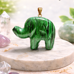 Malachite <b>Elephant</b> Pendant Hand Carved Gemstone Animal Charm Lucky Figurine Wholesale Jewelry Home <b>Decor</b> Gift, For Necklace - Product Image 6