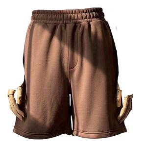 กางเกงขาสั้นเล่นฟิตเนสของผู้ชายผ้าฟลีซหนาทำจากผ้าฝ้าย100% สีทึบสำหรับใส่วิ่งและเล่นกีฬา - Product Image 2