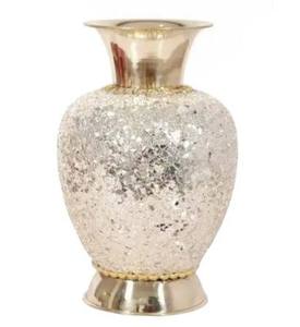 Vase en métal aluminium fait main de luxe, finition argentée, design moderne, écologique, pour mariage, Pâques, table, salon - Product Image 1