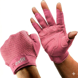 Rexfit Half Finger Gym <b>Gloves</b> Mesh Breathable Training <b>Weight</b> Lifting Unisex Pink Premium Gym <b>Gloves</b> with Palm Cushion Workout - Product Image 1
