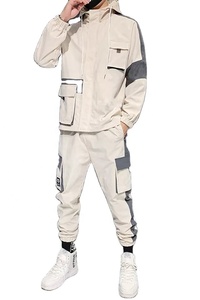 Conjunto de ropa deportiva para hombre de gran oferta, chándal empalmado con logotipo personalizado con sudadera con cremallera y pantalones, chándal con joggers - Product Image 2