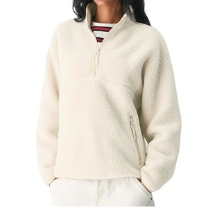New Arrival Customizable Thin Stand Front Zip Pink Color Quarter Fleece <b>Sherpa</b> Fur Slim Fit Winter Streetwear Gym Workout Yoga - Product Image 2