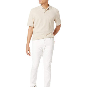 Camiseta de Piqué de Algodón de Manga Corta para Hombre, Color Beige Sólido, Informal, Tejida, Transpirable, Corte Regular, Personalizada BBE-H-175 180g - Product Image 6