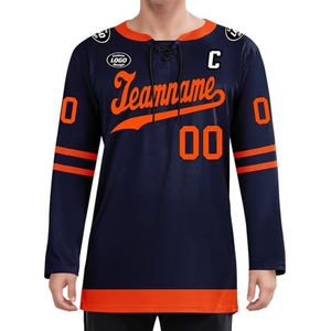 เสื้อฮอกกี้น้ำแข็งแบบกำหนดเอง OEM ผู้ผลิตปากีสถาน ขายส่ง ส่งออกไปยังสหรัฐอเมริกา สำหรับผู้ซื้อ ชุดทีม ซับลิเมชั่น จำนวนมาก โพลีเอสเตอร์ 100% คอวี - Product Image 2