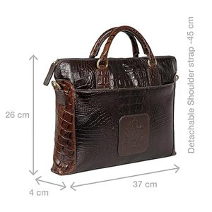 Bolso de Cuero Genuino con Cierre de Cremallera con Patrón de Serpiente, Dos Asas, Estilo Clásico, Bolso de Mano Unisex para Negocios - Product Image 3