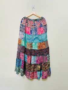 Wholesale Lot tiered <b>Patchwork</b> <b>skirts</b> colorful fairy core exotic long <b>skirts</b> floaty stripped maxi <b>skirts</b> Ibiza party up-cycled - Product Image 3