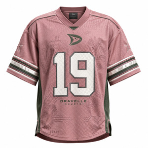 DRAVELLE Men's American Football Jersey <b>Mesh</b> V-Neck Short Sleeve Breathable 100% Polyester Anti-Bacterial Quick Dry Custom - Product Image 1
