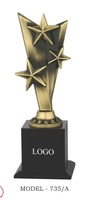 Trofeo Metálico Rectangular Portátil de Oro Personalizado Premium, Grabado con Diseño de Tres Estrellas, Recuerdo Chapado, Premio de Excelencia, Deportes Escolares