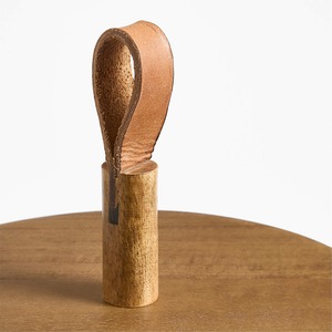 Rustic Three Tier Wooden <b>Cake</b> <b>Stand</b> Featuring Graduated Circular Trays And A Convenient Leather Loop Handle On Top For Serving - Product Image 5