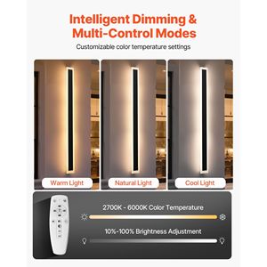 Applique da Esterno Moderne a Striscia Lunga 59,1 Pollici, Confezione da 2, 2700K-6000K, Impermeabili IP65, Lampade da Parete per Esterni - Product Image 6